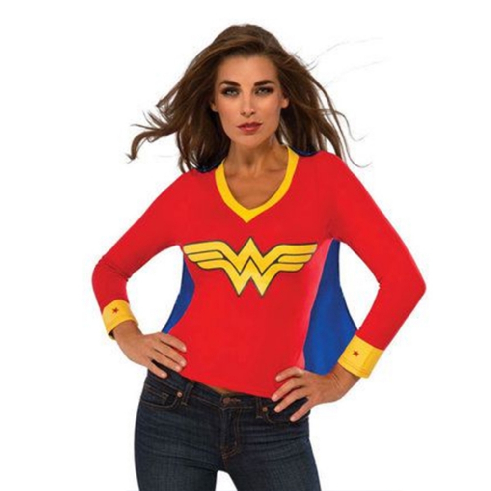 Wonder Woman Sporty Tee with Cape - DC Superhero - Women's Size Small